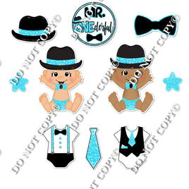 12 pc Baby Blue Sparkle Mr ONEderful Theme0699