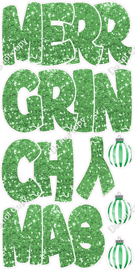 8 pc Lime Green BB Merry Grinchmas EZ Set Flair-hbd0885