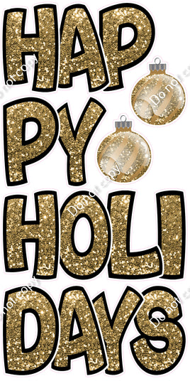 6 pc Gold BB Outlined Happy Holidays EZ Set Flair-hbd0901