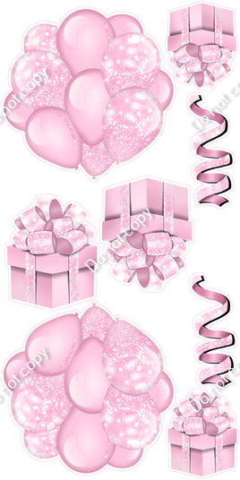 8 pc Bokeh - Baby Pink Cluster, Present & Streamer Set