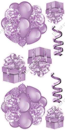 8 pc Bokeh - Lavender Cluster, Present & Streamer Set