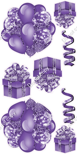 8 pc Bokeh - Purple Cluster, Present & Streamer Set