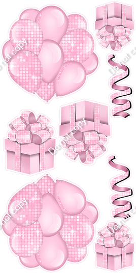 8 pc Disco - Baby Pink Cluster, Present & Streamer Set