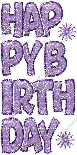 7 pc BB Sparkle - Lavender with Purple Outlines EZ HBD Set Flair-hbd1082