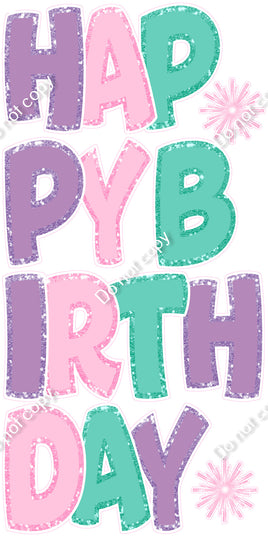 7 pc BB Sparkle - Lavender, Baby Pink, Mint with Outlines EZ HBD Set Flair-hbd1083