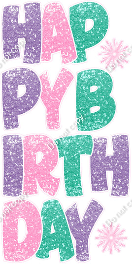 7 pc BB Sparkle - Lavender, Baby Pink, Mint EZ HBD Set Flair-hbd1084