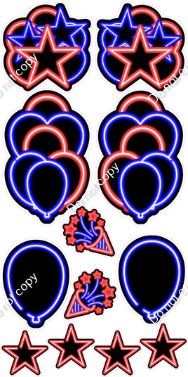 12 pc Red & Blue NEON Flair Set