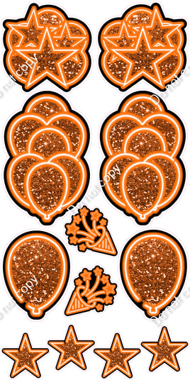 12 pc Orange NEON Flair Set - Sparkle