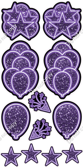 12 pc Purple NEON Flair Set - Sparkle
