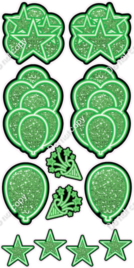 12 pc Lime Green NEON Flair Set - Sparkle