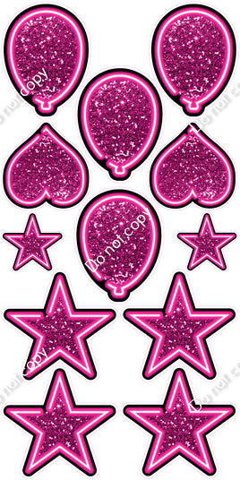 13 pc Hot Pink NEON Flair Set - Sparkle