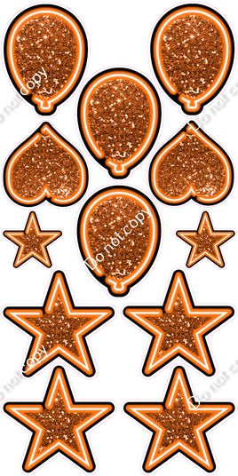 13 pc Orange NEON Flair Set - Sparkle