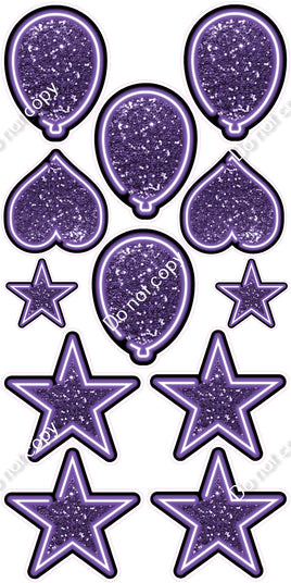 13 pc Purple NEON Flair Set - Sparkle