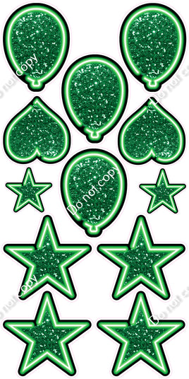 13 pc Green NEON Flair Set - Sparkle