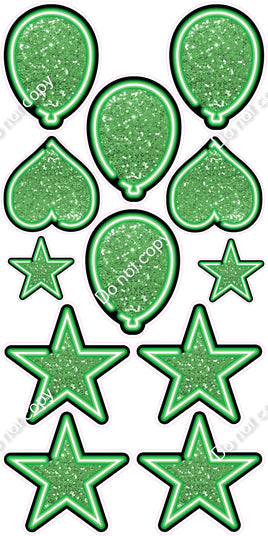 13 pc Lime Green NEON Flair Set - Sparkle