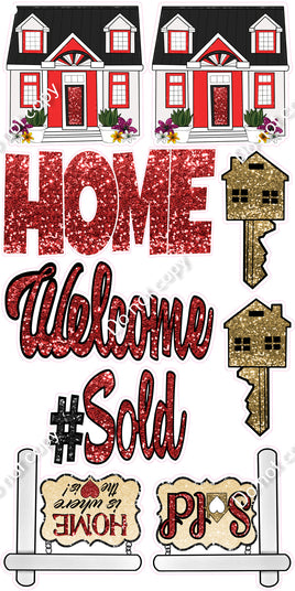 9 pc Red Realtor Welcome Home Set Theme0805