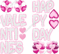 14 pc White with Baby Pink Outline BB Happy Valentine's Set Theme1000