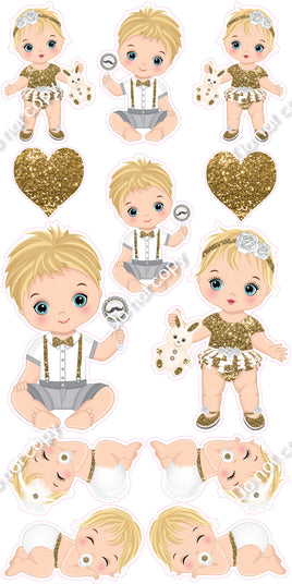 12 pc Light Skin Tone - Blonde Hair Gold Baby Theme