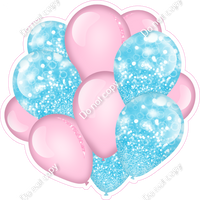 Bokeh - Baby Pink & Baby Blue - Balloon Cluster w/ Variants