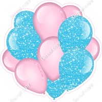 Sparkle Baby Pink & Baby Blue - Balloon Cluster w/ Variants