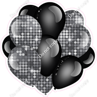 Disco - Silver & Black - Balloon Cluster w/ Variants