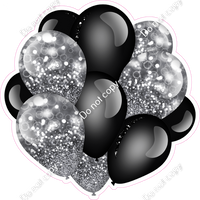 Bokeh - Silver & Black - Balloon Cluster w/ Variants