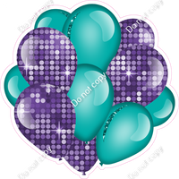 Disco - Purple & Teal - Balloon Cluster w/ Variants