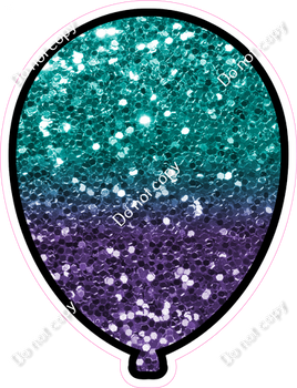 Sparkle - Teal & Purple Ombre Balloon - Outlined