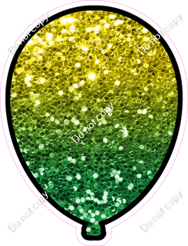 Sparkle - Yellow & Green Ombre Balloon - Outlined
