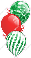 Mini - Bokeh - Green & Red Christmas Triple Balloon Bundle