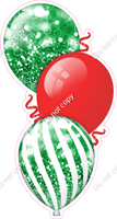 Mini - Bokeh - Green & Red Christmas Triple Balloon Bundle