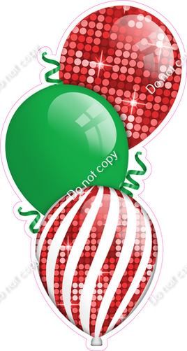 Disco - Red & Green Christmas Triple Balloon Bundle