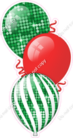 Disco - Green & Red Christmas Triple Balloon Bundle