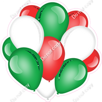 Flat - Red, Green, White - Balloon Cluster