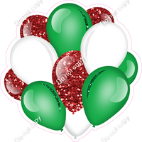 Sparkle - Red, Green, White - Balloon Cluster
