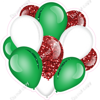 Sparkle - Red, Green, White - Balloon Cluster