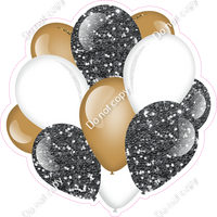 Sparkle - Silver, Gold, White - Balloon Cluster