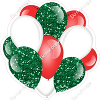 Sparkle - Green, Red, White - Balloon Cluster