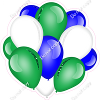 Flat - Blue, Green, White - Balloon Cluster