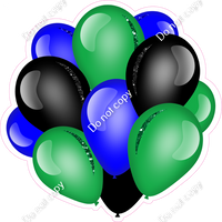 Flat - Blue, Green, Black - Balloon Cluster