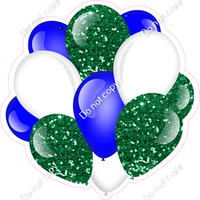 Sparkle - Green, Blue, White - Balloon Cluster