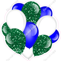 Sparkle - Green, Blue, White - Balloon Cluster