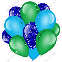 Sparkle - Blue, Green, Caribbean - Balloon Cluster
