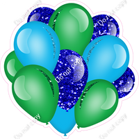 Sparkle - Blue, Green, Caribbean - Balloon Cluster