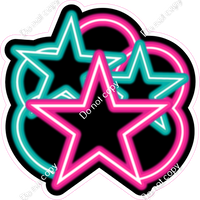 NEON - Hot Pink & Teal Balloon & Star Bundle