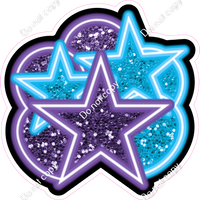 NEON - Purple & Caribbean Balloon & Star Bundle - Sparkle