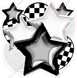 Black & White Checker Balloon & Star Bundle