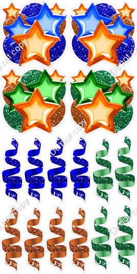 16 pc Orange, Blue, Green Balloon & Star Bundle Sets Flair-hbd0195