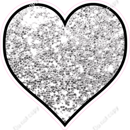 Sparkle - Light Silver Heart - Outlined