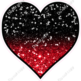 Sparkle - Black & Red Ombre Heart - Outlined